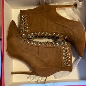 Shoedazzle heeled boots, cognac in color, size 8. Used. $20
